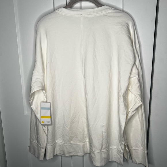 Zella Off-White Crewneck Oversized Long Sleeve Shirt NWT Women's Size Medium - Picture 4 of 4